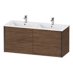 Duravit XViu XV41290B221 Тумба подвесная 560x1218x480мм, для двойной раковины #233613, 4 ящика, цвет: walnut dark/черный матовый фото