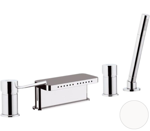 Remer Minimal N06317MMBO Смеситель для ванны монтаж на борт каскадный излив, цвет: белый матовый