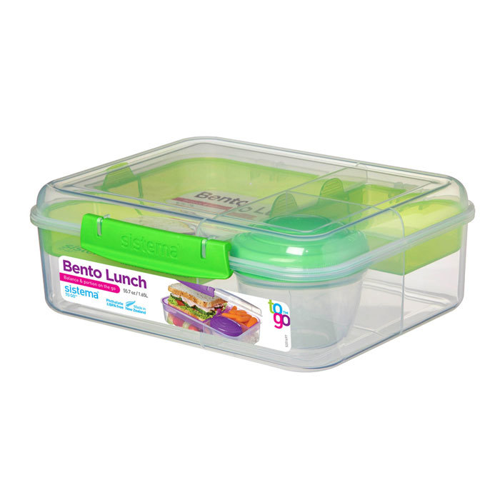 Ланч-бокс с баночкой Sistema "Bento TO GO", многосекционный, 1,65 л, цвет Зеленый