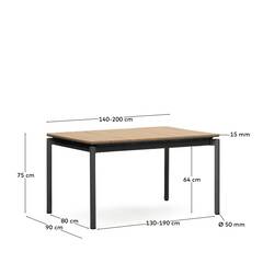 Canyelles Уличный раздвижной стол черный 140 (200) x 90 см