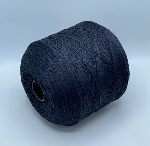 Бобинная пряжа, Merino Pailletes, 450м, 80% Меринос, 20% Полиэстер(пайетка), Черно-синий+пайетка. 39450