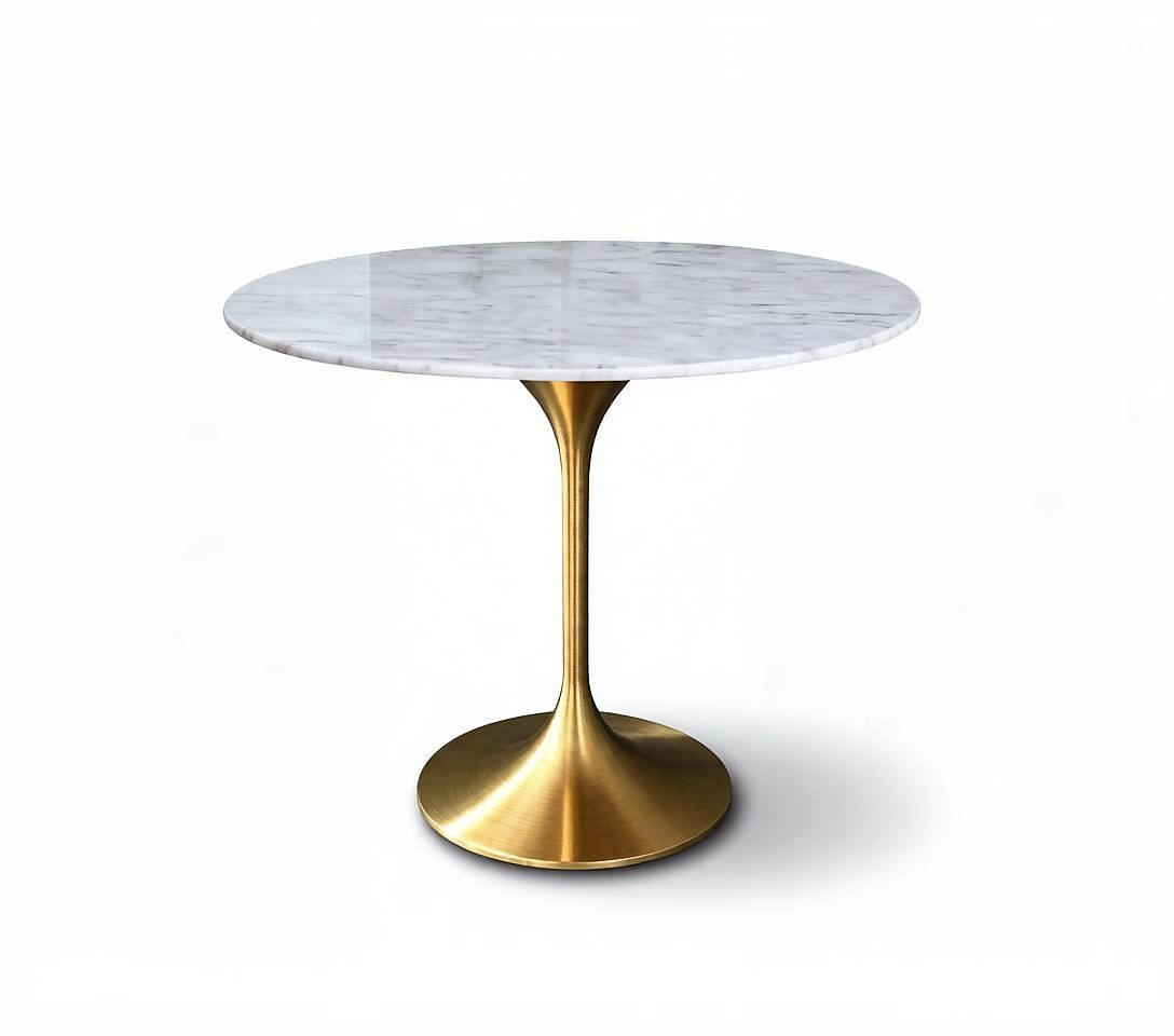 Стол обеденный белый Tulip Marble Brass