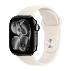 Умные часы Apple Watch Series 11 GPS, 42mm, Jet Black Aluminium Case with Starlight Sport Band, S/M