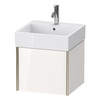 Duravit XViu XV42330B122 Тумба подвесная 397x484x454мм, для раковины #235050, 1 ящик, цвет: белый глянцевый/champagne matt