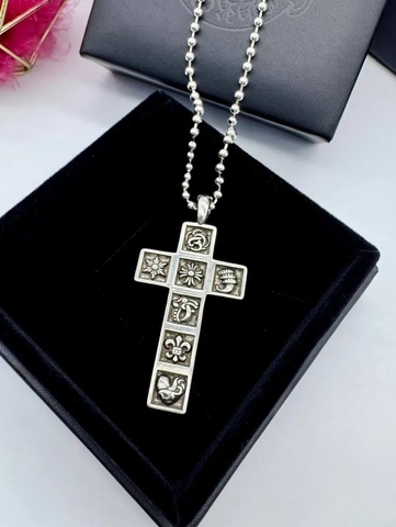 63162-Колье-цепочка с подвеской КРЕСТ в стилистике CHROME HEARTS