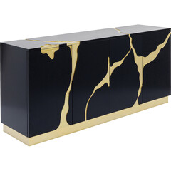 Комод широкий Cracked Black Gold 165x80 см