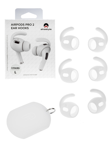 Комплект амбушюр с крючками и чехлом для Apple AirPods Pro 2(L) (белый)