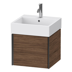 Duravit XViu XV42330B221 Тумба подвесная 397x484x454мм, для раковины #235050, 1 ящик, цвет: walnut dark/черный матовый фото