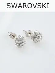Серьги Серебряные шарики с кристаллами Swarovski