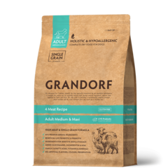Сухой корм GRANDORF DOG 4 Meat PROBIOTIC MED&MAXI Четыре вида мяса для взрослых собак средних и крупных пород 3кг