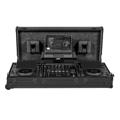 UDG Ultimate Flight Case Set AlphaTheta CDJ-3000X / Pioneer DJ DJM-A9 Black Plus (Laptop Shelf + Wheels)