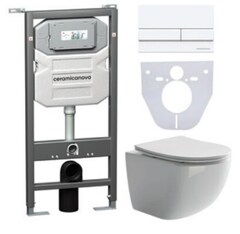 Ceramica Nova CN3009_1002W_1000 Комплект: Подвесной унитаз + Шумоизоляционная панель для инсталляции + Система инсталляции для унитазов с кнопкой смыва фото