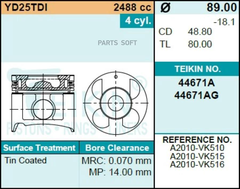 Поршень двигателя TEIKIN 44671AG STD (4шт/упак)
