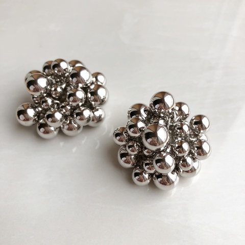 Серьги Бабл, 4 см, серебряный цвет