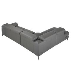 Угловой диван с реклайнером 5320-L-M9019 /6112 серый кожаный