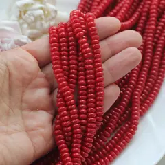 Майорка рондель, красная 6*3 мм, 1 нить, МА025