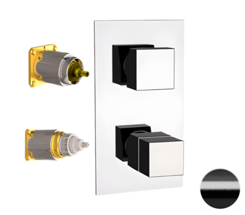 Remer Qubika Thermo QT92KBCFP Смеситель для ванны/душа термостат на 2 потока скрытый монтаж (заказывать совместно с rrbox92), цвет: черный брашированный хром