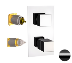 Remer Qubika Thermo QT92KBCFP Смеситель для ванны/душа термостат на 2 потока скрытый монтаж (заказывать совместно с rrbox92), цвет: черный брашированный хром фото