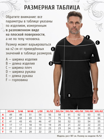 Футболка черного цвета с V-вырезом