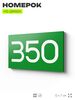Номер на дверь 350, табличка на дверь для офиса, квартиры, кабинета, аудитории, склада, зеленая 120х70 мм, Айдентика Технолоджи