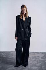 ZARA АТЛАСНЫЕ БРЮКИ ПРЯМОГО КРОЯ, ЧЕРНЫЙ