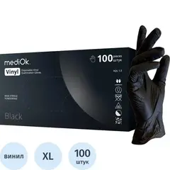 Перчатки виниловые одноразовые, н/о, черн. MediOk (XL), 50п/уп 4гр.,ПС