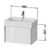Duravit XViu XV42350B122 Тумба подвесная 397x684x454мм, для раковины #235070, 1 ящик, цвет: белый глянцевый/champagne matt