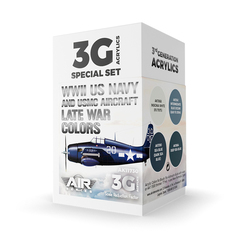 Набор красок AK interactive WWII US Navy & USMC Aircraft Late War Colors Set 3G, 4 краски