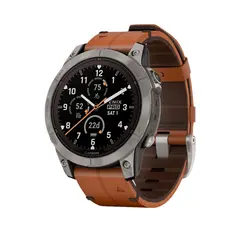 Умные часы Garmin Fenix 7 Pro, 47mm, Sapphire Solar Titanium Gray / Chestnut Leather Band (010-02777-30)