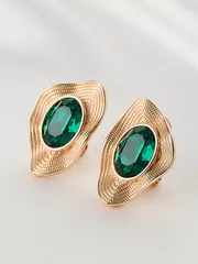 Серьги Адриана с зелеными кристаллами