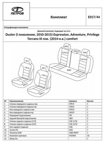 Чехлы на Рено Дастер, Ниссан Террано 60/40 (без Airbag) - экокожа, 2/3, 5 подг. - фото 2