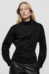 Massimo Dutti Блузка с высоким воротником на молнии - Limited Edition, черный