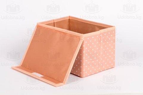 Малый складной короб, 24*15*15 см (розовый в горошек)
