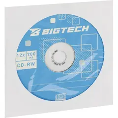 Носители информации Bigtech YCDRWB003 CD-RW/700МБ/12x/1шт конверт белый