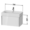 Duravit XViu XV42360B221 Тумба подвесная 397x784x454мм, для раковины #235080, 1 ящик, цвет: walnut dark/черный матовый
