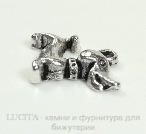 Подвеска "Щенок" 18х15 мм (цвет - античное серебро) ()