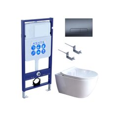 Aquatek SET Aquatek ПОЛАРИС-01-034 4в1 SET Aquatek ПОЛАРИС (рама Aquatek Standard INS-0000012+унитаз ПОЛАРИС AQ0700-01 с тонким сиденьем soft-close+ крепеж KKI-0000002 +панель KDI-0000034) фото