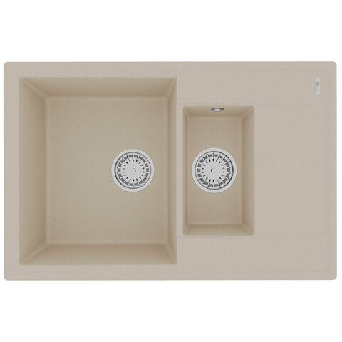 Lemark Ramza 9910038 Кухонная мойка 760 врезная прямоугольная с доп.чашей и крылом из кварцгранита цвет: Бежевый