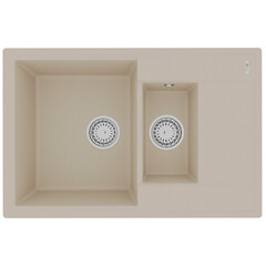 Lemark 9910038 Кухонная мойка Lemark RAMZA 760 врезная прямоугольная с доп.чашей и крылом из кварцгранита цвет: Бежевый фото