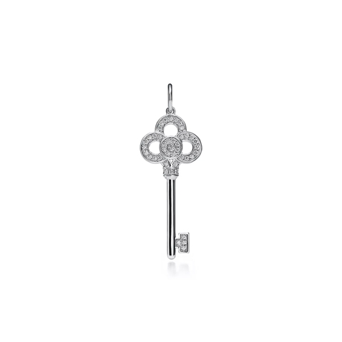 Кулон - ключ из белого золота 18k с бриллиантами, Tiffany 💠Crown key.