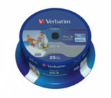 Оптический диск Verbatim BD-R 25GB 6X Datalife Wide Inkjet Printable, Spindle, 25 шт