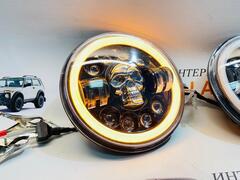 Фары LED для Лада 4х4, Урбан с черепом, ДХО, повторителем