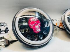 Фары LED для Лада 4х4, Урбан с черепом, ДХО, повторителем