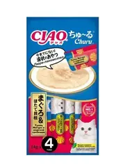 INABA Ciao Churu пюре для кошек тунец магуро и морской гребешок 14 г*4