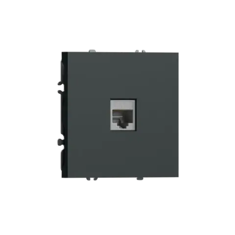 Компьютерная розетка одиночная RJ45 (cat.6/ClassE-8), черный графит DONEL S08