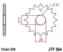 Звезда ведущая Yamaha WR200 YZ125 DT200 Gas Gas 125 JTF564.13 зуб