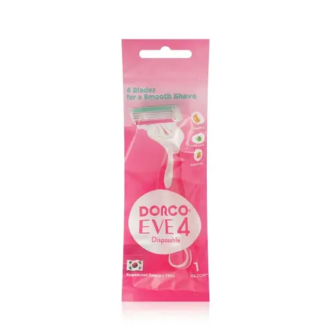 DORCO EVE 4 Disposable однораз.станок 1шт.плав.гол.с 4лезв. увл.п,прорез.ручка (Ю.Корея)