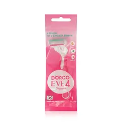 DORCO EVE 4 Disposable однораз.станок 1шт.плав.гол.с 4лезв. увл.п,прорез.ручка (Ю.Корея)