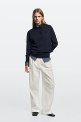 Massimo Dutti Брюки с защипами и низкой посадкой, белый