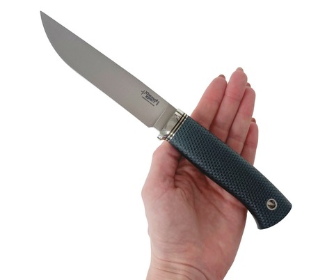 Нож Норт Эксперт, N690, микарта изумрудная насечка, гарда мельхиор, 349.5352